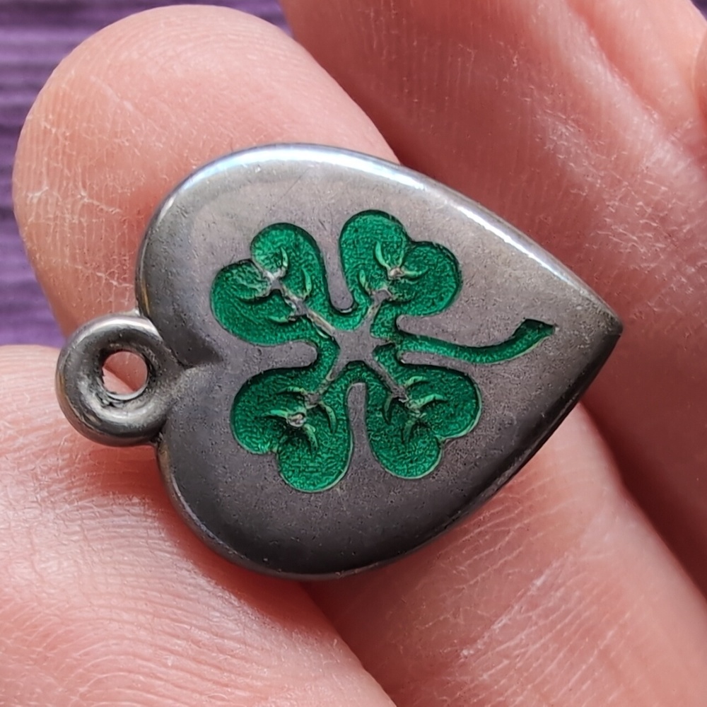 Antique sterling silver puffed heart